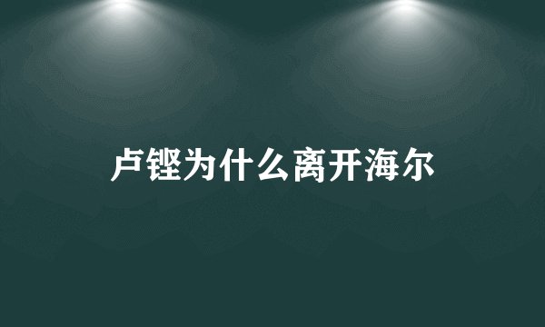 卢铿为什么离开海尔