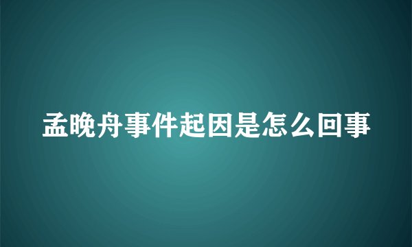 孟晚舟事件起因是怎么回事