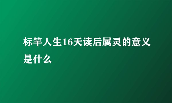 标竿人生16天读后属灵的意义是什么