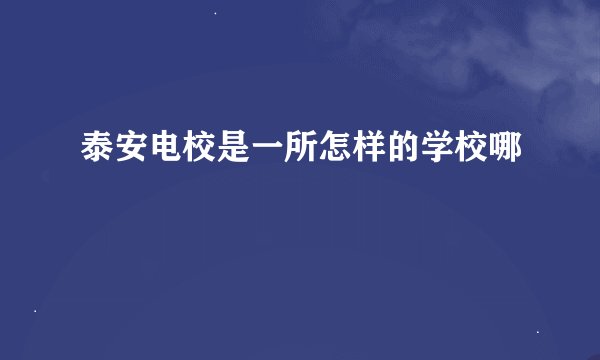 泰安电校是一所怎样的学校哪