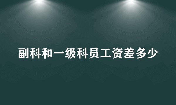 副科和一级科员工资差多少