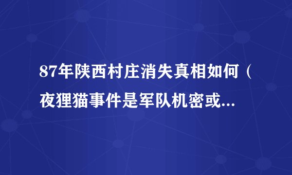 87年陕西村庄消失真相如何（夜狸猫事件是军队机密或特务作怪）