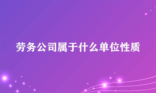 劳务公司属于什么单位性质
