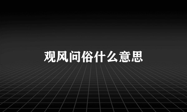 观风问俗什么意思
