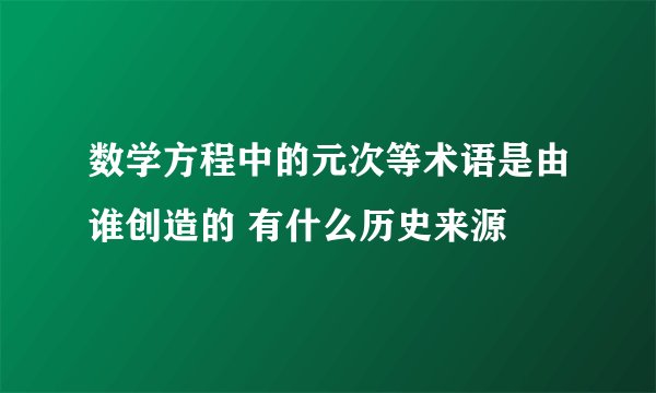 数学方程中的元次等术语是由谁创造的 有什么历史来源