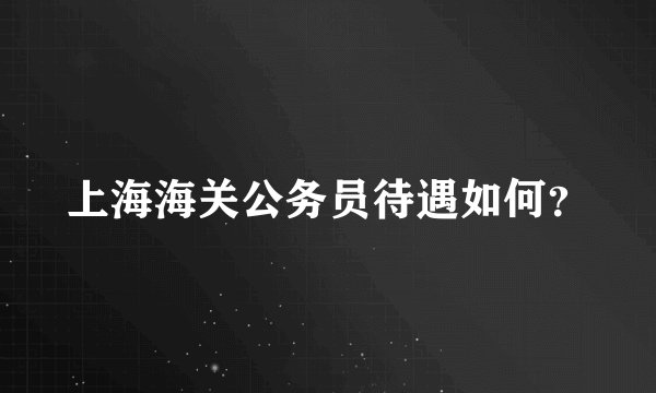 上海海关公务员待遇如何？