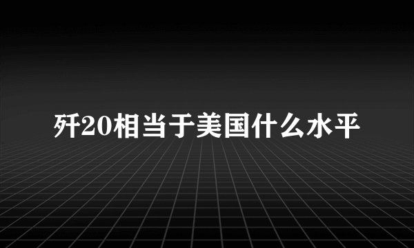 歼20相当于美国什么水平