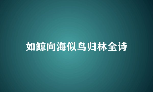 如鲸向海似鸟归林全诗