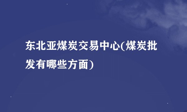 东北亚煤炭交易中心(煤炭批发有哪些方面)