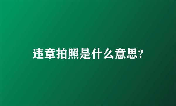 违章拍照是什么意思?