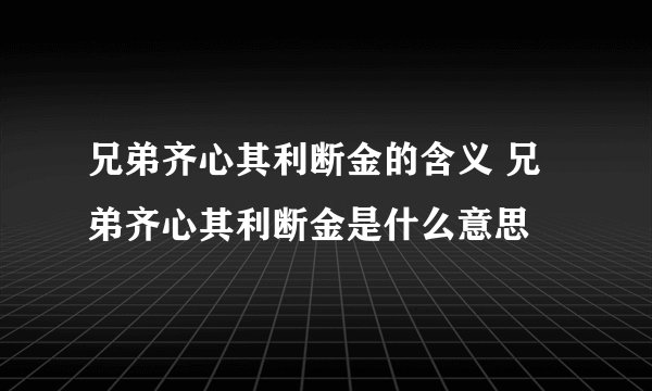兄弟齐心其利断金的含义 兄弟齐心其利断金是什么意思