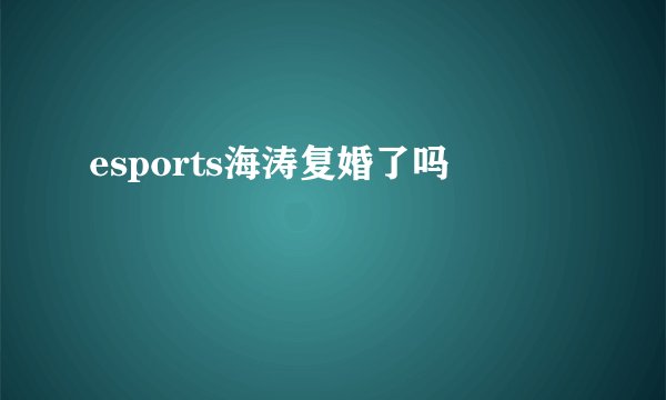 esports海涛复婚了吗