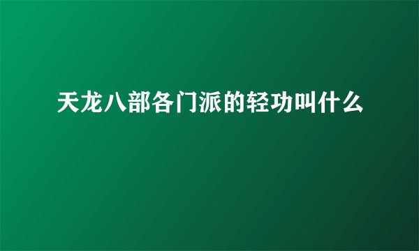 天龙八部各门派的轻功叫什么