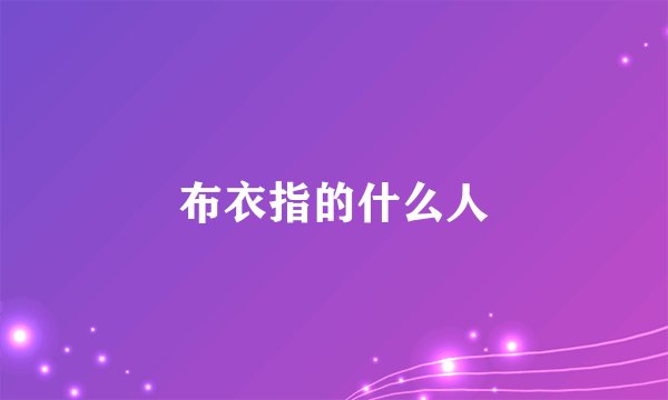 布衣指的什么人