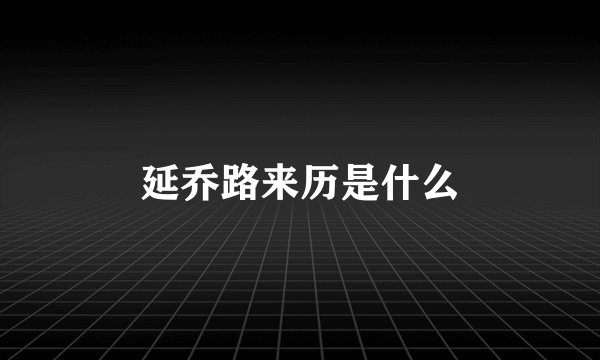 延乔路来历是什么
