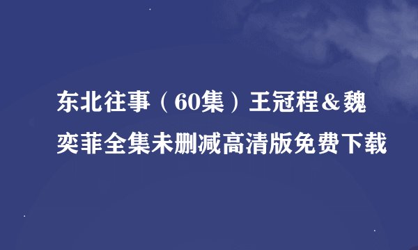 东北往事（60集）王冠程＆魏奕菲全集未删减高清版免费下载