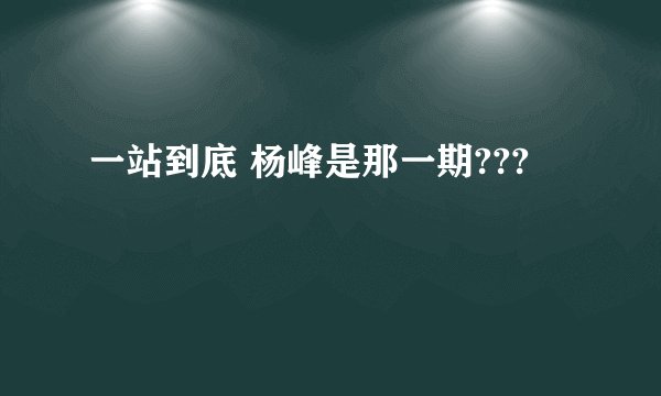 一站到底 杨峰是那一期???