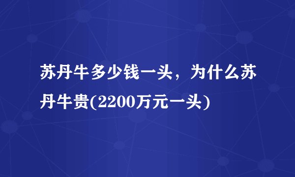 苏丹牛多少钱一头,为什么苏丹牛贵(2200万元一头)