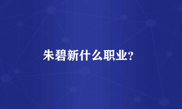 朱碧新什么职业？
