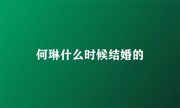 何琳什么时候结婚的