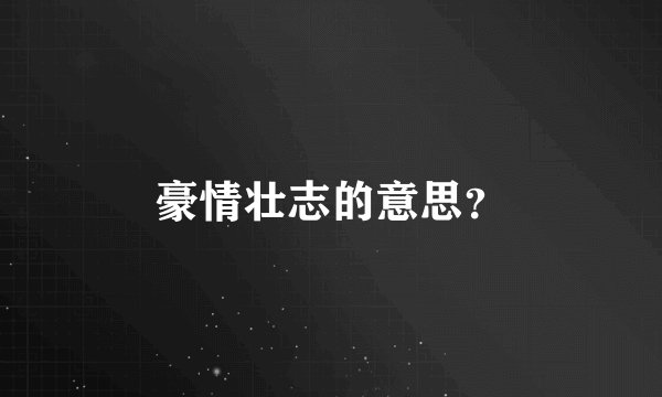 豪情壮志的意思？