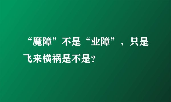 “魔障”不是“业障”，只是飞来横祸是不是？