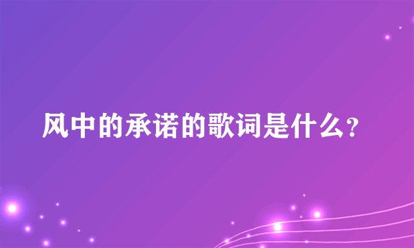 风中的承诺的歌词是什么？