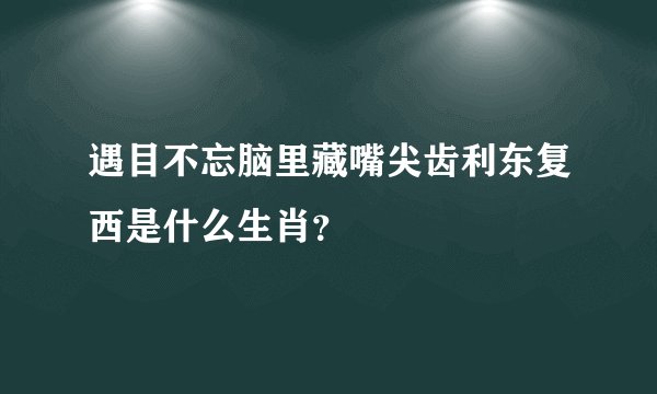 遇目不忘脑里藏嘴尖齿利东复西是什么生肖？