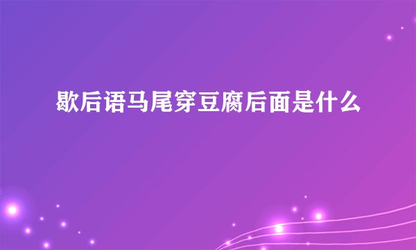 歇后语马尾穿豆腐后面是什么