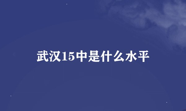 武汉15中是什么水平