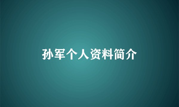 孙军个人资料简介