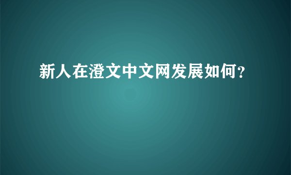 新人在澄文中文网发展如何？
