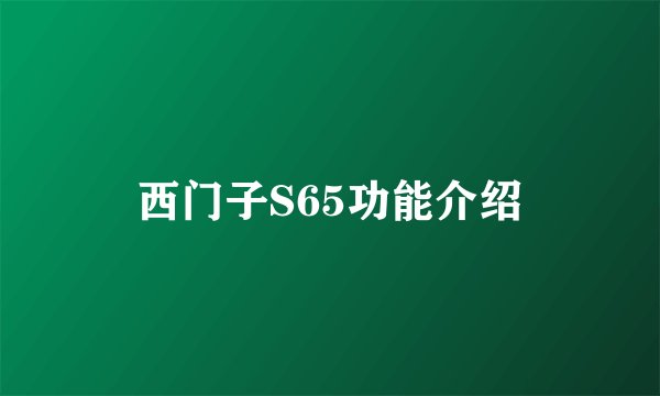 西门子S65功能介绍