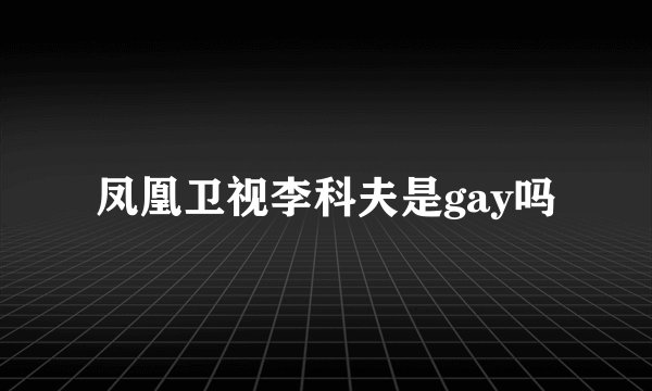 凤凰卫视李科夫是gay吗
