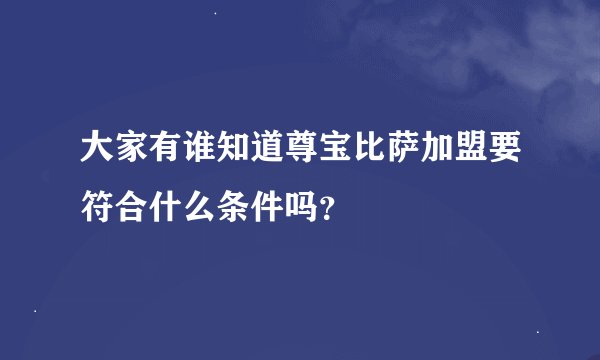 大家有谁知道尊宝比萨加盟要符合什么条件吗？