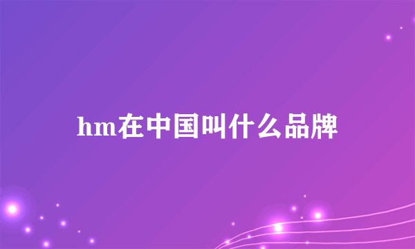 hm在中国叫什么品牌