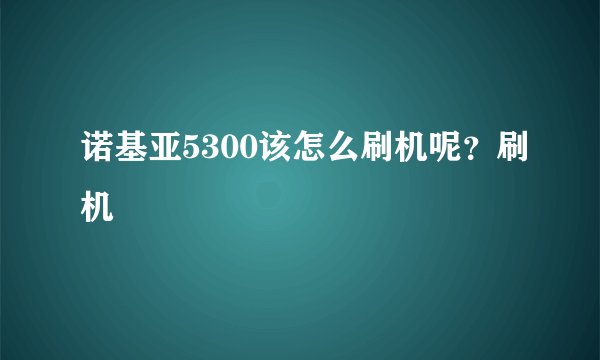 诺基亚5300该怎么刷机呢？刷机