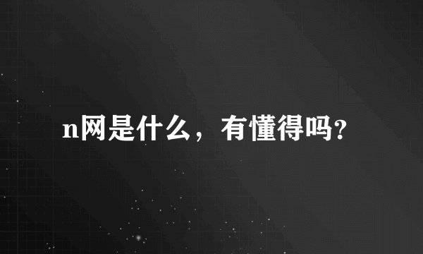 n网是什么，有懂得吗？