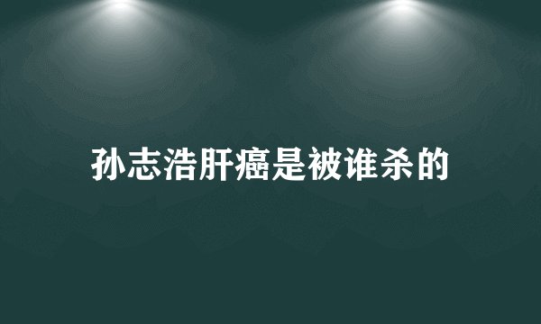 孙志浩肝癌是被谁杀的