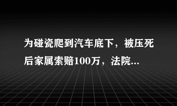为碰瓷爬到汽车底下，被压死后家属索赔100万，法院判决：不用赔