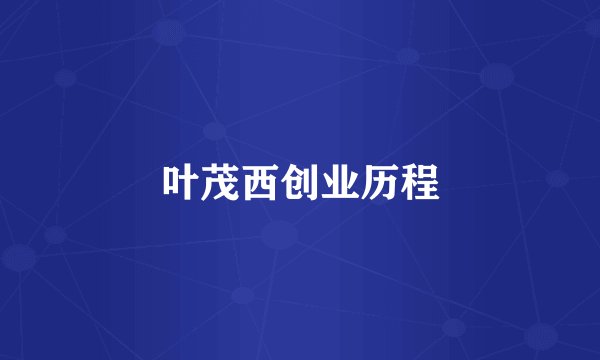 叶茂西创业历程