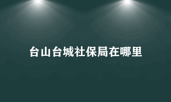 台山台城社保局在哪里