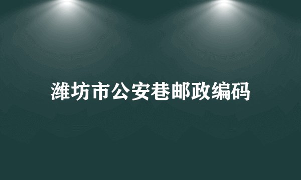 潍坊市公安巷邮政编码