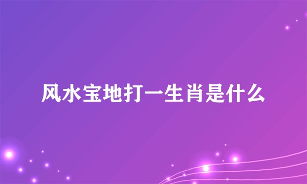 风水宝地打一生肖是什么