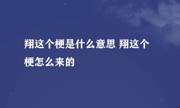 翔这个梗是什么意思 翔这个梗怎么来的