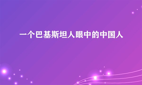 一个巴基斯坦人眼中的中国人