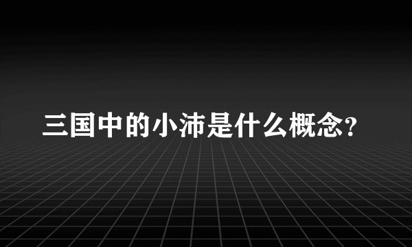 三国中的小沛是什么概念?