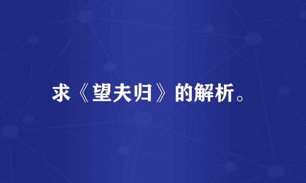 求《望夫归》的解析。