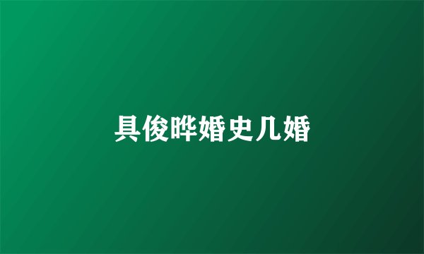 具俊晔婚史几婚