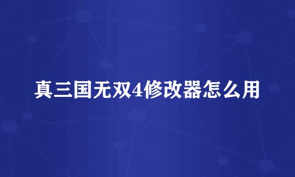 真三国无双4修改器怎么用